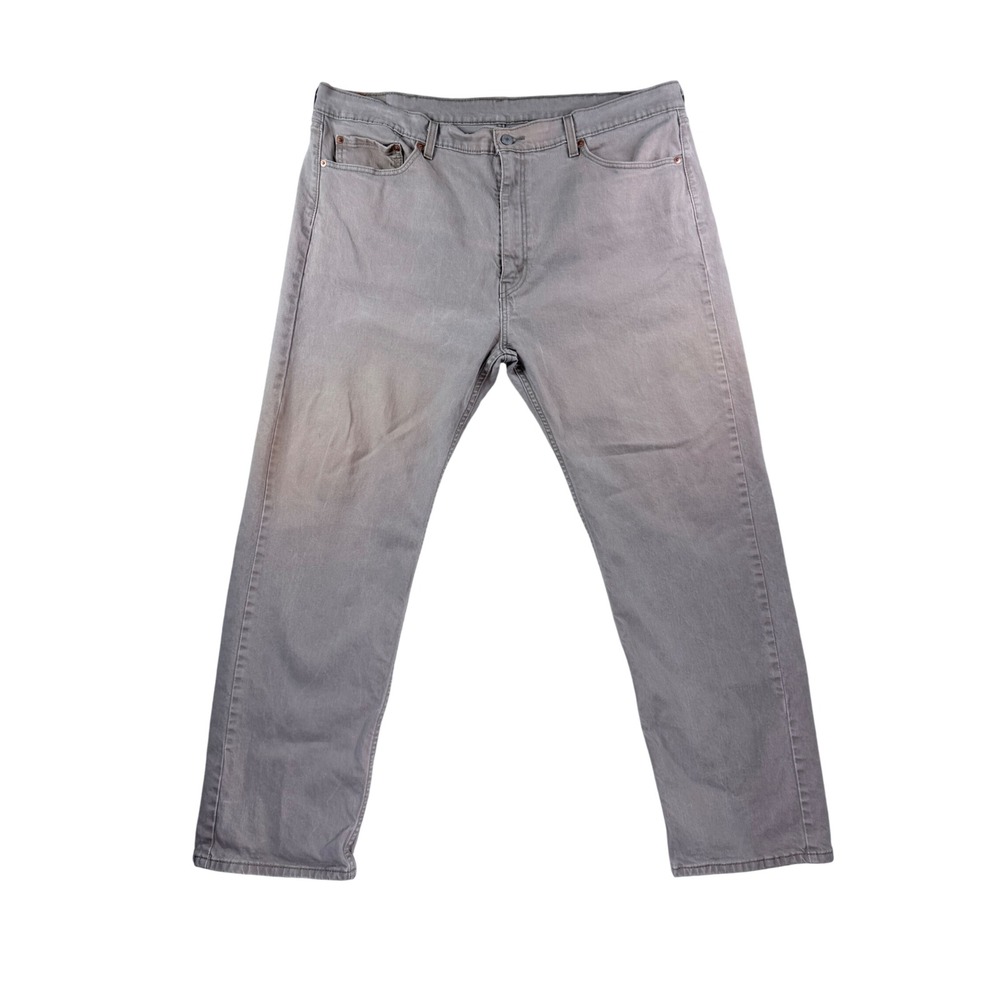 Levi's 505 Regular Fit Jeans Mens 42x32 Taupe Grey Intentional Discoloration